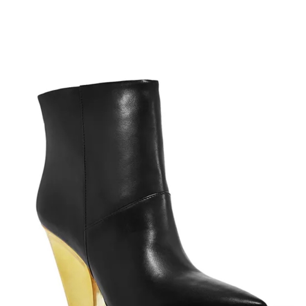 Tory Burch Black and Gold Heeled Boots - Picture 1 of 7